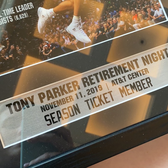 Merci Tony Parker San Antonio Spurs Jersey Retirement Items - Picture 4 of 12